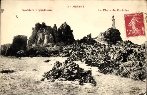 Ak St. Brélade Kanalinsel Jersey, Leuchtturm La Corbière