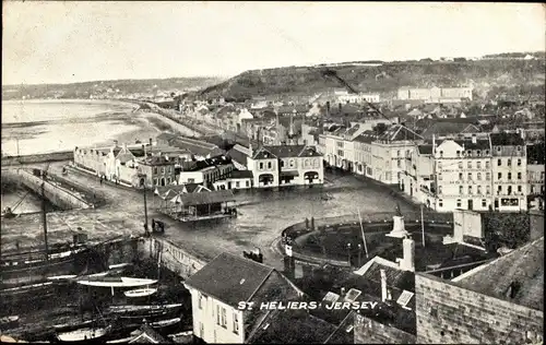 Ak Saint Helier Kanalinsel Jersey, Blick über die Dächer der Stadt