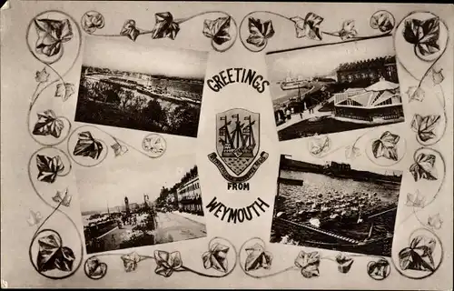 Wappen Ak Weymouth South West England, Promenade, Panorama