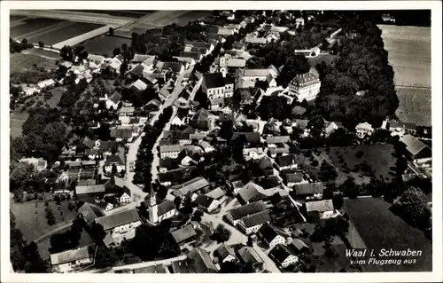 Ak Waal in Schwaben, Luftbild vom Ort