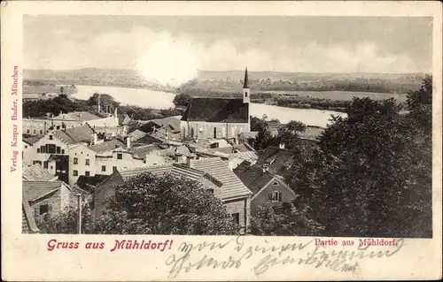 Ak Mühldorf am Inn Oberbayern, Teilansicht, Kirche