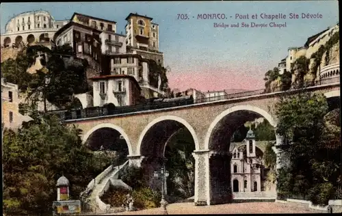 Ak Monaco, Brücke, Kapelle Ste Devote