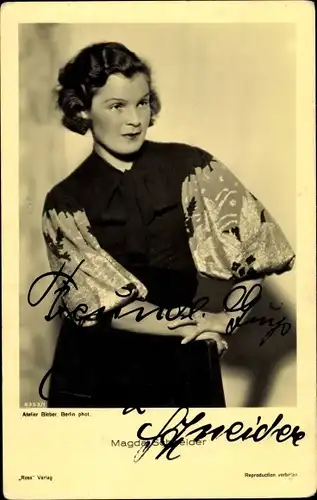 Ak Schauspielerin Magda Schneider, Portrait, Autogramm