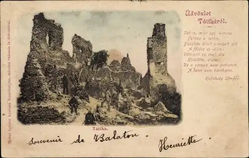 Ak Zalaszántó Ungarn, Burg Tátika, Ruine