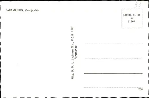 Ak Paramaribo Suriname, Oranjeplein
