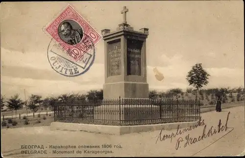 Ak Belgrad Belgrad Serbien, Karageorges-Denkmal