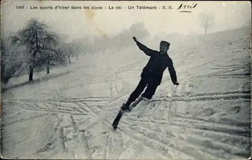 Ak Les Sports d'hiver en Dauphiné, le Ski, un Telemark, Skispringer