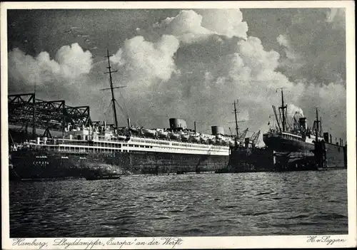 Ak Hamburg, Dampfer Europa an der Werft, Norddeutscher Lloyd