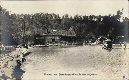 Ak Argonnen Ardennes, Freibad, Elektrizitäts-Werk