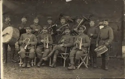 Foto Ak Deutsche Soldaten in Uniformen, Orchester, Musikinstrumente