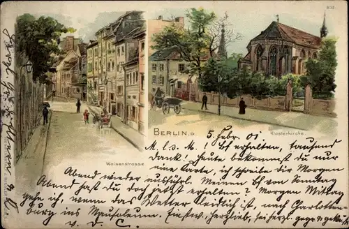 Litho Berlin Mitte, Waisenstraße, Klosterkirche