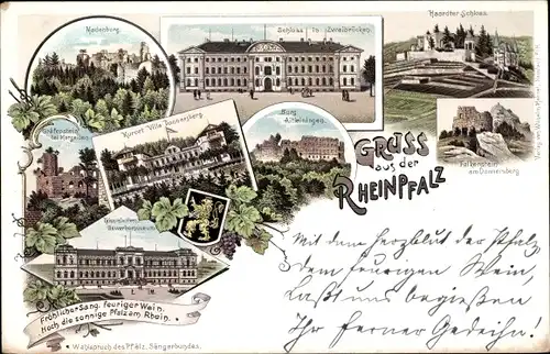 Litho Zweibrücken in Rheinland Pfalz, Burg Altleinigen, Haardter Schloss, Falkenstein