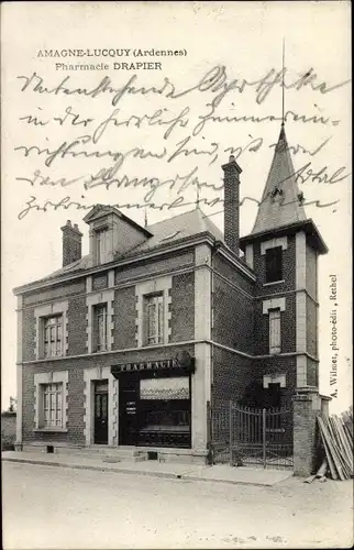 Ak Amagne Lucquy Ardennes, Pharmacie Drapier