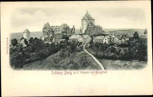 Relief Ak Burg an der Wupper Solingen in Nordrhein Westfalen, Blick zum Schloss