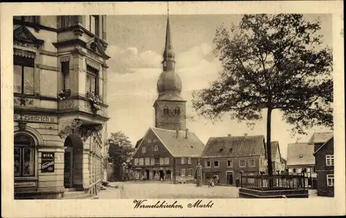 Ak Wermelskirchen im Bergischen Land, Markt mit Blick zur Kirche, Gasthaus Kaiser Friedrich III.
