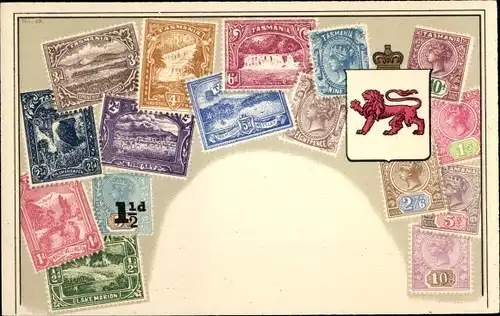 Briefmarken Wappen Ak Tasmanien