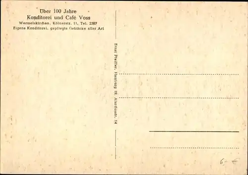 Ak  Wermelskirchen im Bergischen Land, Konditorei und Cafe Voss, Innenansicht, Kölnerstraße 11