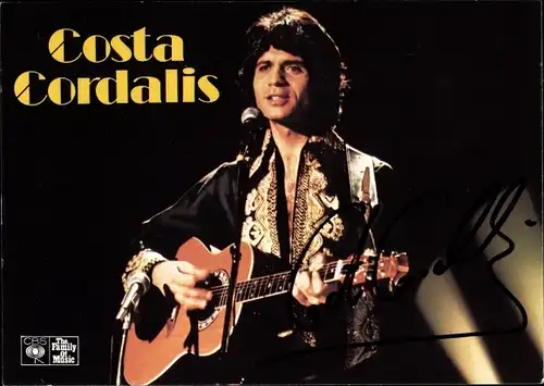 Autogramm Sänger Costa Cordalis, Portrait mit Guitarre, Auftritt