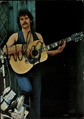 Autogrammkarte Wolfgang Petry mit Gitarre, Portrait, Autogramm