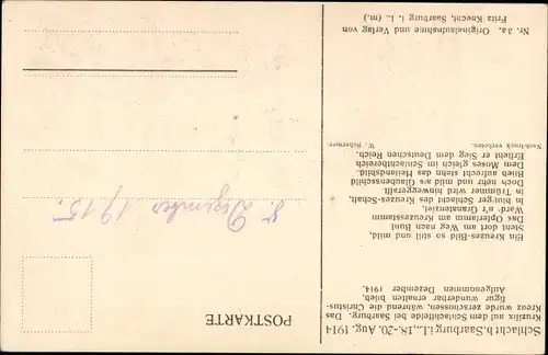 Ak Sarrebourg Saarburg Lothringen Moselle, Schlacht 1914, Kruzifix auf dem Schlachtfeld