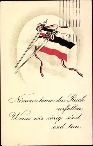 Ak Nimmer kann das Reich zerfallen, Fahnen, Patriotik