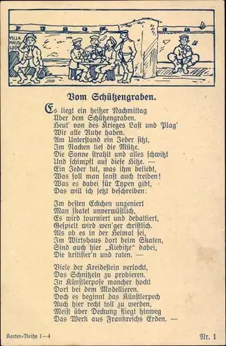 Ak Gedicht Vom Schützengraben, Soldaten, Es liegt ein heißer Nachmittag...