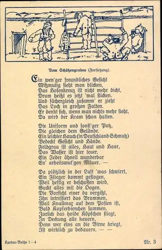 Ak Gedicht Vom Schützengraben, Soldaten, Ein wen'ger freundliches Gesicht...