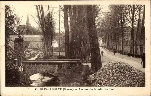 Ak Orbais l'Abbaye Marne, Avenue du Moulin du Pont