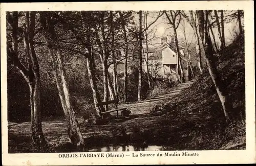 Ak Orbais l'Abbaye Marne, La Source du Moulin Minette