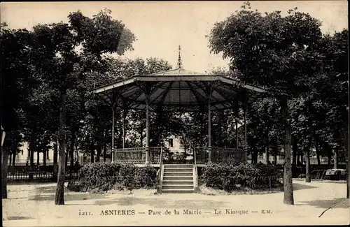 Ak Asnières sur Seine Hauts-de-Seine, Parc de la Mairie, Le Kiosque