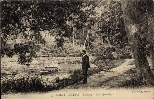 Ak Saint Cucufa Hauts de Seine, L'Etang, Vue Artistique