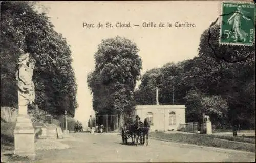 Ak Saint Cloud Hauts de Seine, Grille de la Carriere, Parc