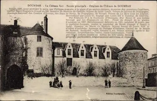Ak Dourdan Essonne, Le Chateau fort, Entree principale, Origines du Chateau de Dourdan