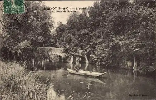 Ak Brunoy Essonne, L'Yerres au Pont de Soulins
