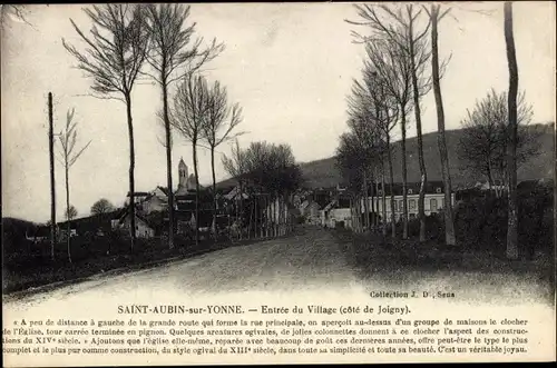 Ak Saint Aubin sur Yonne, Entree du Village, Cote de Joigny