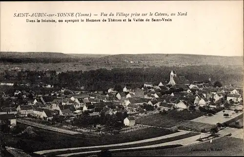 Ak Saint Aubin sur Yonne, Vue du Village prise sur le Coteau, au Nord