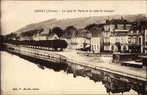 Ak Joigny Yonne, Le quai de Paris et la cote St. Jacques