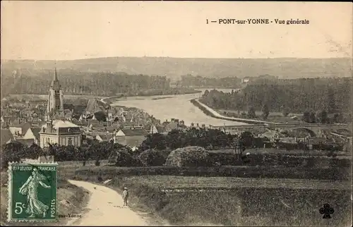Ak Pont sur Yonne, Vue generale