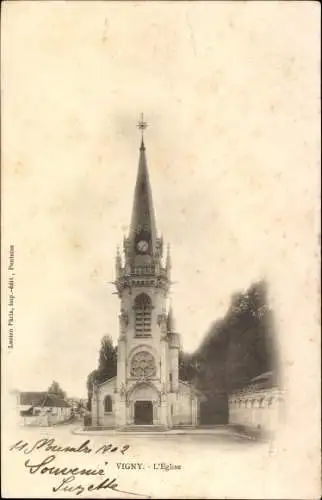 Ak Vigny Val d'Oise, Kirche