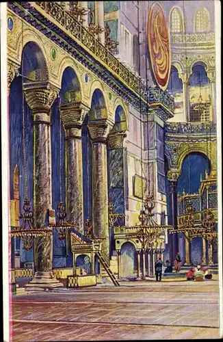 Künstler Ak Konstantinopel Istanbul Türkei, Mosquee Sainte Sophie, Interieur
