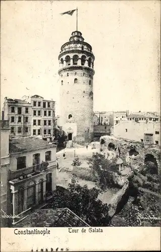 Ak Galata Konstantinopel Istanbul Türkei, Blick auf den Turm