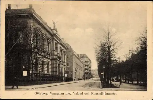 Ak Göteborg Schweden, Vasagatan med Valand och Konstslöjdmuseet