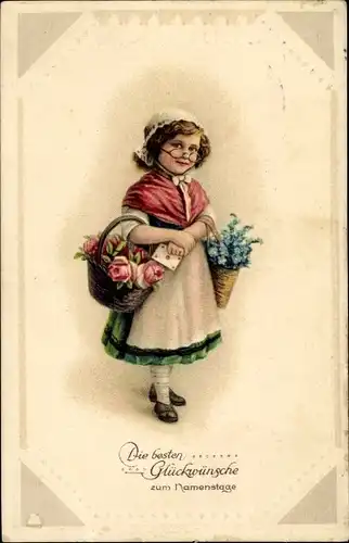 Präge Passepartout Ak Glückwunsch Geburtstag, Rosen, Vergissmeinnicht