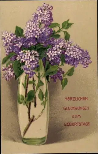Präge Ak Glückwunsch Geburtstag, Blumen, Blumenvase