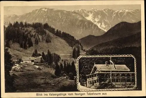 Ak Tatzelwurm Oberaudorf in Oberbayern, Blick ins Kaisergebirge vom feurigen Tatzelwurm aus