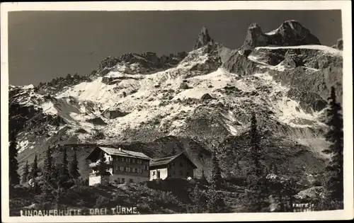 Ak Tschagguns in Vorarlberg, Lindauer Hütte, Drei Türme