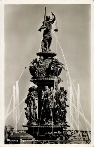 Ak Nürnberg in Mittelfranken, Tugendbrunnen
