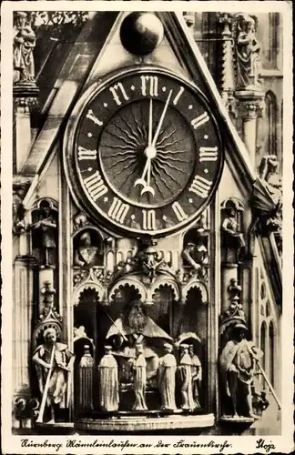 Ak Nürnberg in Mittelfranken, Männleinlaufen an der Frauenkirche