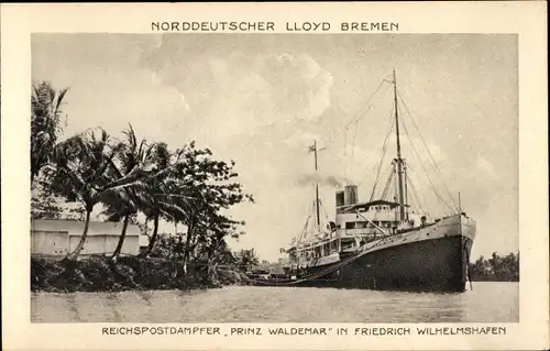 Ak Friedrich Wilhelmshafen Madang, Dampfer Prinz Waldemar, Norddeutscher Lloyd Bremen