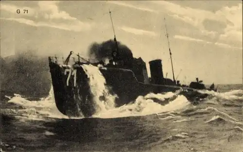 Ak Deutsches Kriegsschiff, Hochseetorpedoboot im Sturm, G 171, Kaiserliche Marine